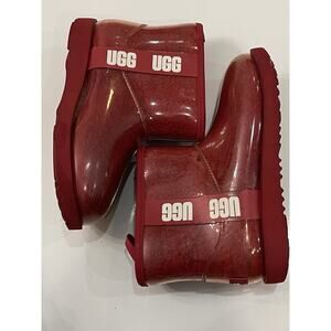 UGG Classic Clear Mini Waterproof Shearling Boots Women’s Size 4 Red Color